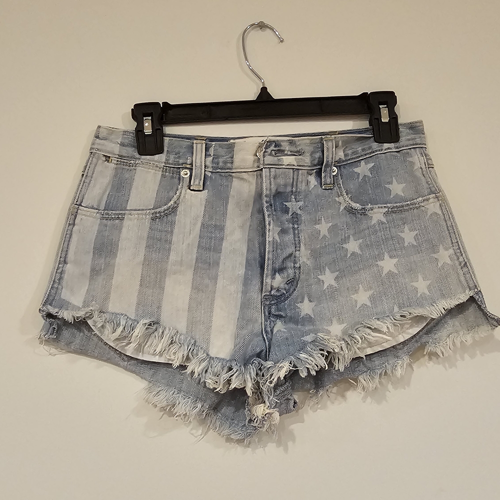 Abercrombie & Fitch Light Blue Star-Striped Jean Shorts